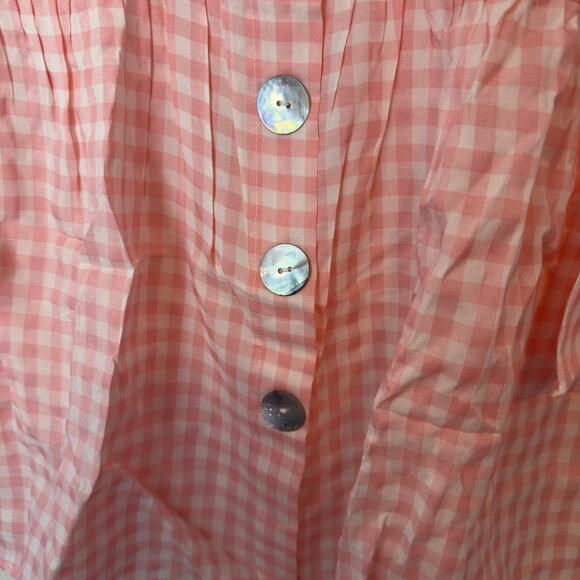 NWT Weekend Suzanne Betro Blouse Gingham Flowy Sleeve Size S Pink White Coquette - Picture 4 of 8